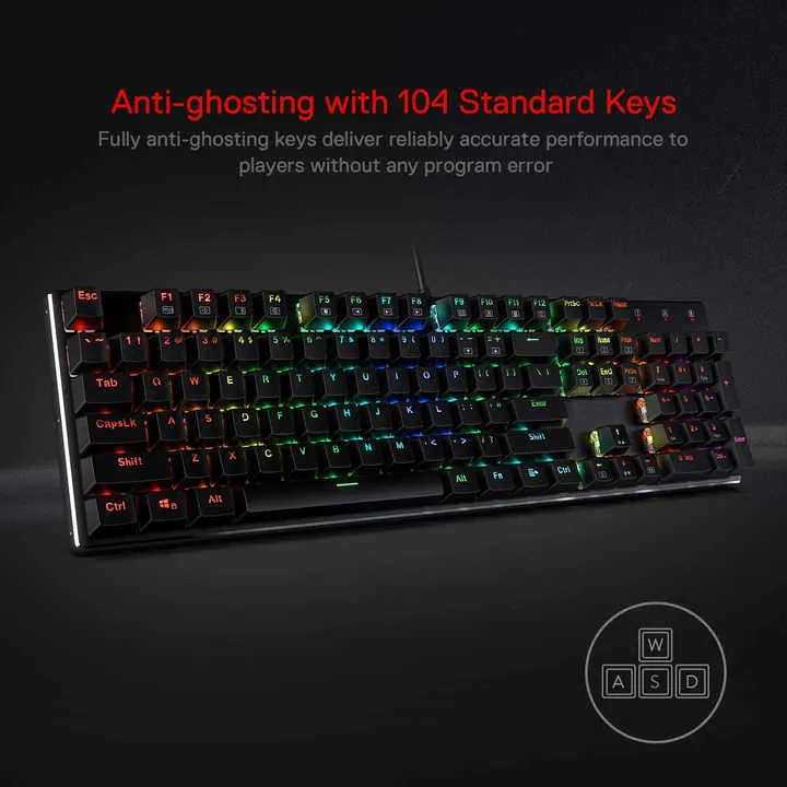 لوحة مفاتيح ألعاب ميكانيكية سلكية بإضاءة خلفية . RGB Backlit Wired Mechanical Gaming Keyboard, Hot