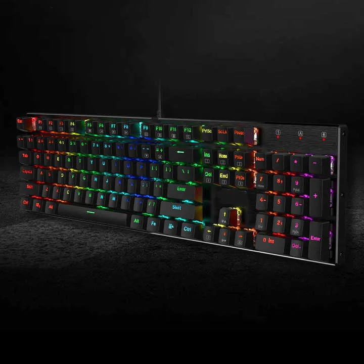 لوحة مفاتيح ألعاب ميكانيكية سلكية بإضاءة خلفية . RGB Backlit Wired Mechanical Gaming Keyboard, Hot