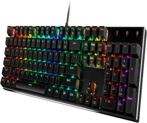 لوحة مفاتيح ألعاب ميكانيكية سلكية بإضاءة خلفية . RGB Backlit Wired Mechanical Gaming Keyboard, Hot
