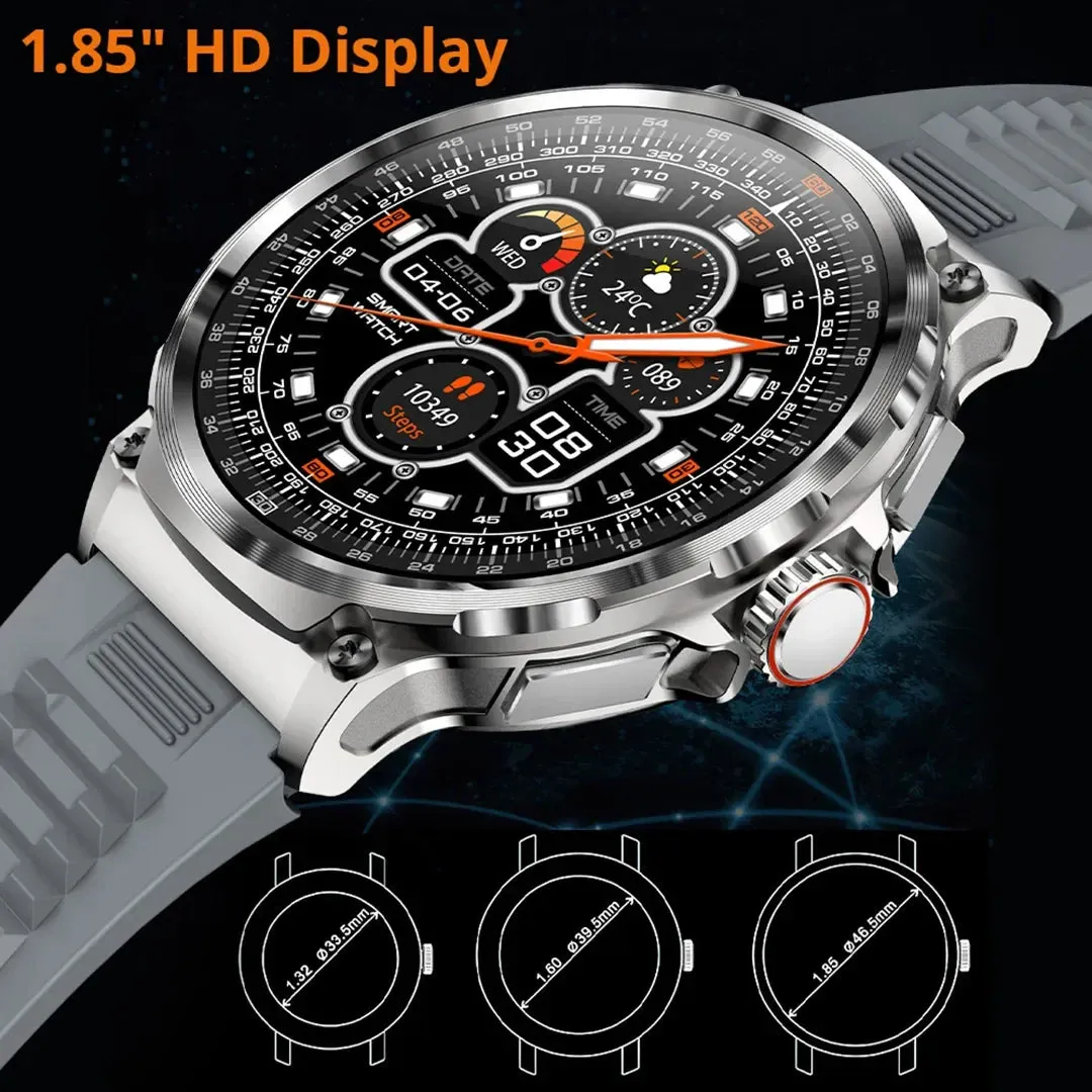 1.85 Inch Hd Bluetooth Smart Watch For Men - Fitness Tracker With Heart Monitor