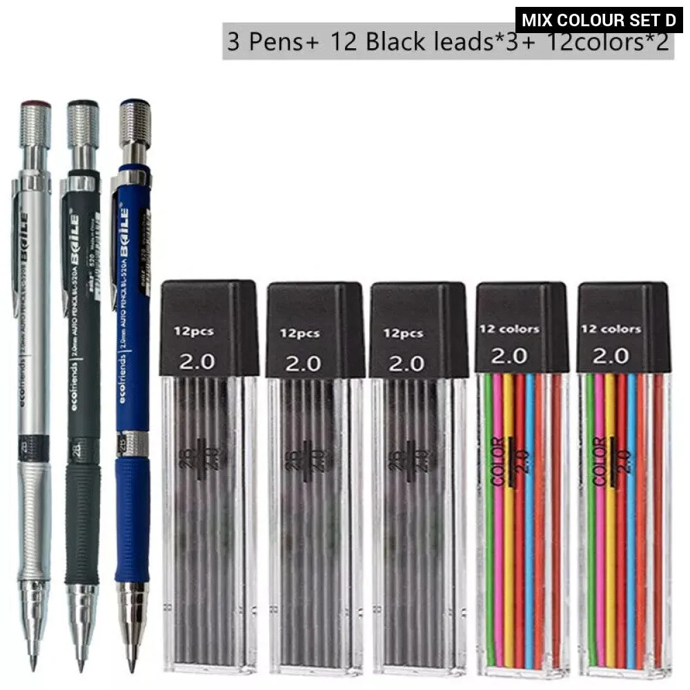2.0mm Mechanical Pencil Set with 2b Lead Refill for Writing Sketching and Drawing