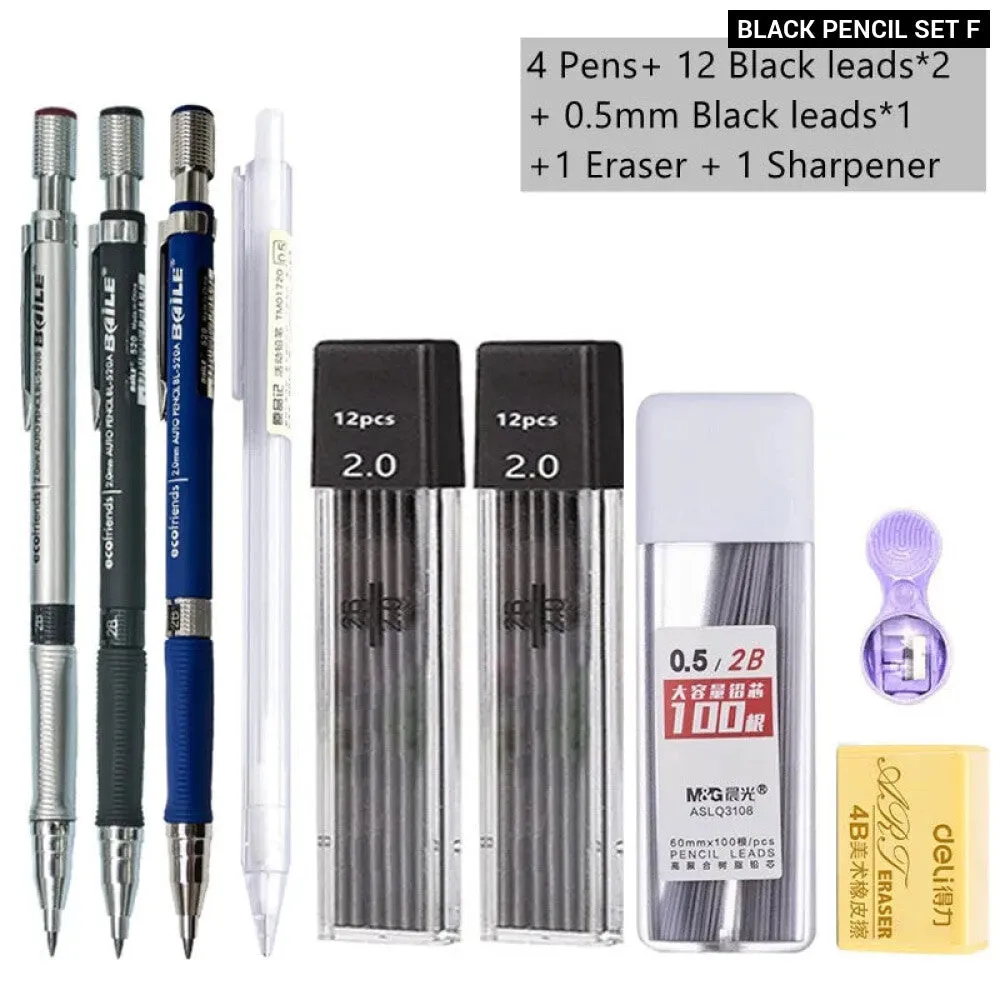 2.0mm Mechanical Pencil Set with 2b Lead Refill for Writing Sketching and Drawing