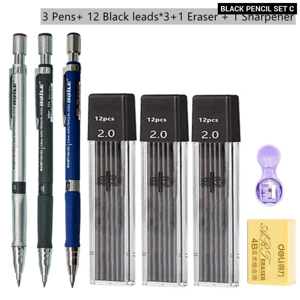 2.0mm Mechanical Pencil Set with 2b Lead Refill for Writing Sketching and Drawing