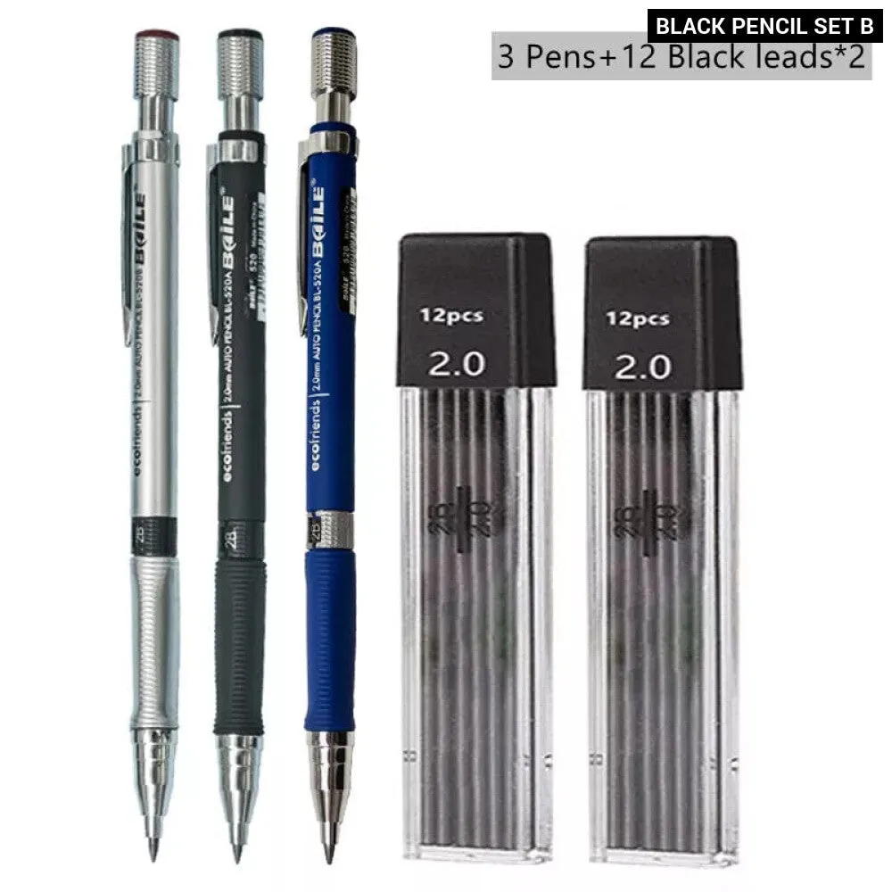 2.0mm Mechanical Pencil Set with 2b Lead Refill for Writing Sketching and Drawing