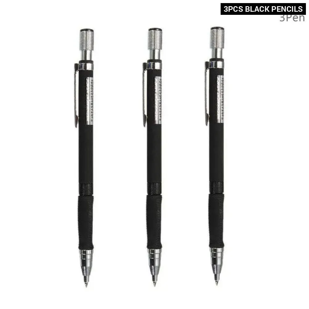 2.0mm Mechanical Pencil Set with Colour Black Lead Refills for Drafting Writing Crafting Art Sketch