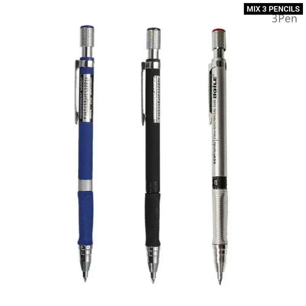 2.0mm Mechanical Pencil Set with Colour Black Lead Refills for Drafting Writing Crafting Art Sketch