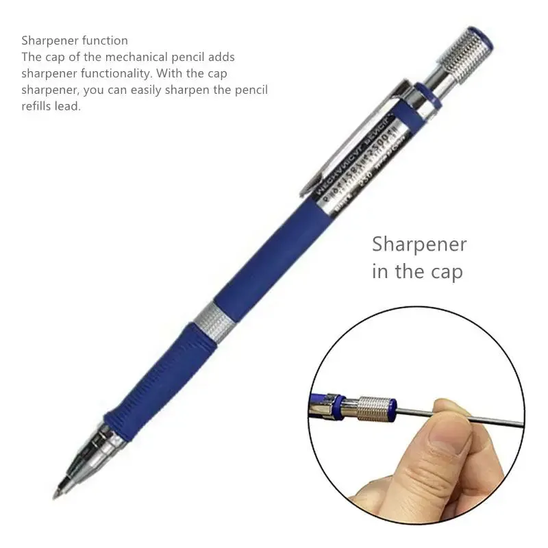 2.0mm Mechanical Pencil Set with Colour Black Lead Refills for Drafting Writing Crafting Art Sketch