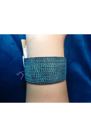 Antique Washed Turquoise And Bronze Cuff