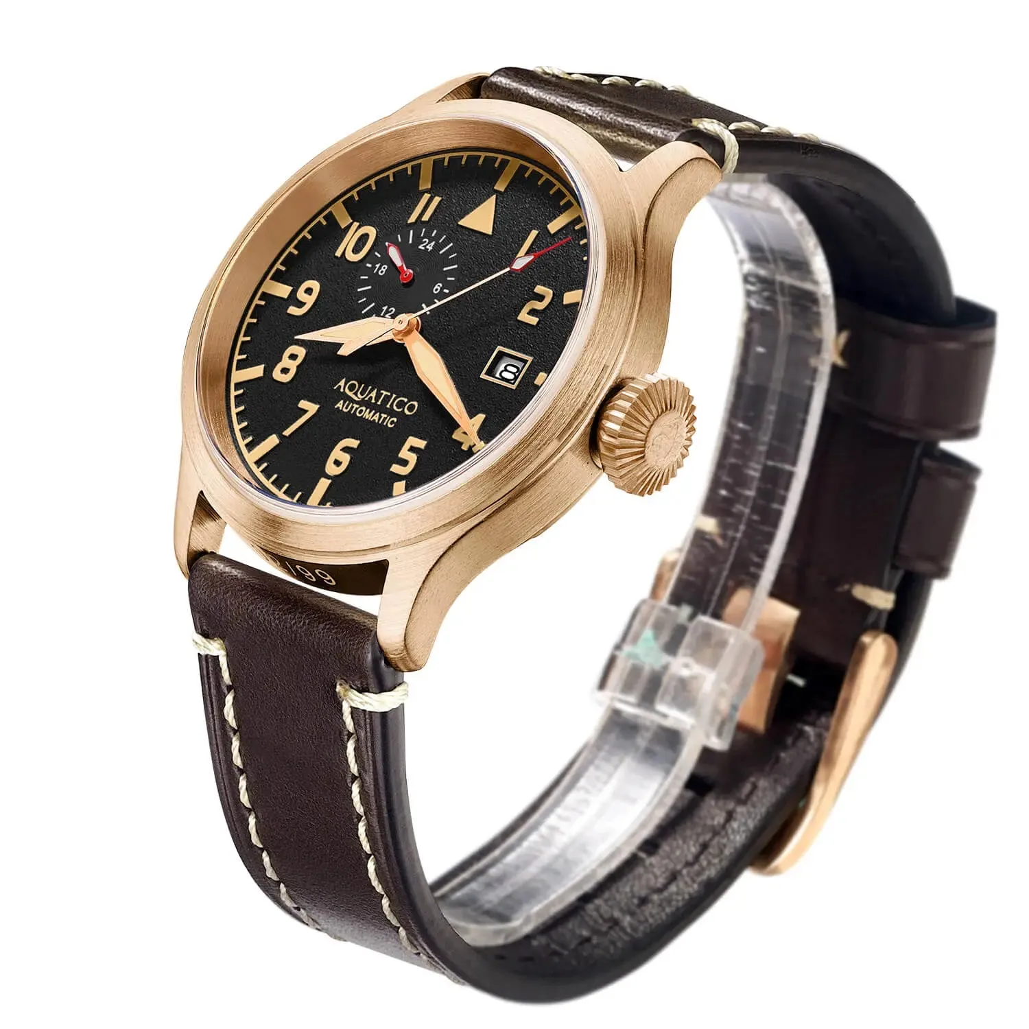 Aquatico Big Pilot 43mm Bronze Black Dial Watch