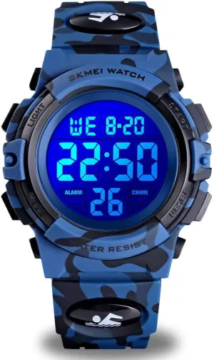 cofuo Kids Digital Sports Watch for Boys Girls, Boy Waterproof Casual Electronic Analog Quartz 7 Colorful Led Watches with Alarm Stopwatch Silicone Band Luminous Wristatches