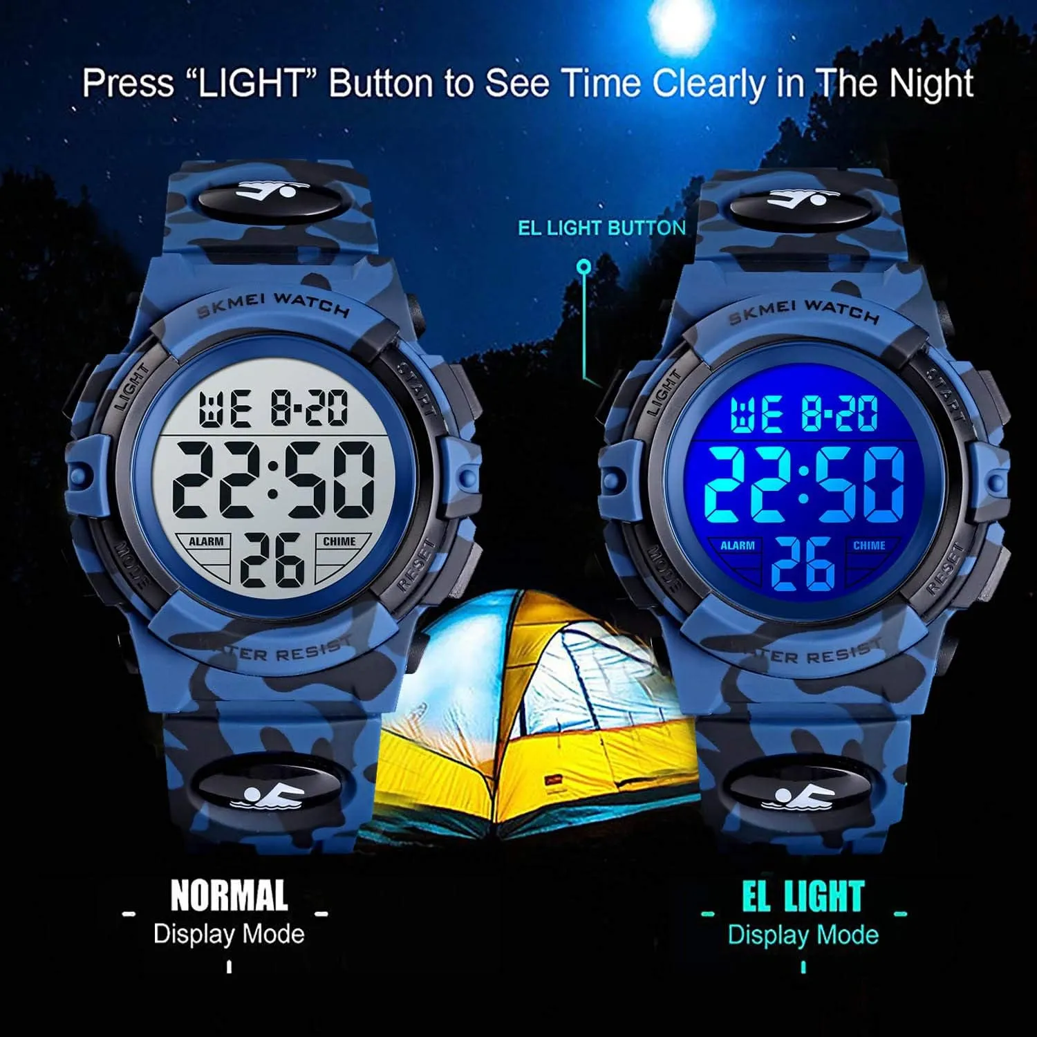 cofuo Kids Digital Sports Watch for Boys Girls, Boy Waterproof Casual Electronic Analog Quartz 7 Colorful Led Watches with Alarm Stopwatch Silicone Band Luminous Wristatches