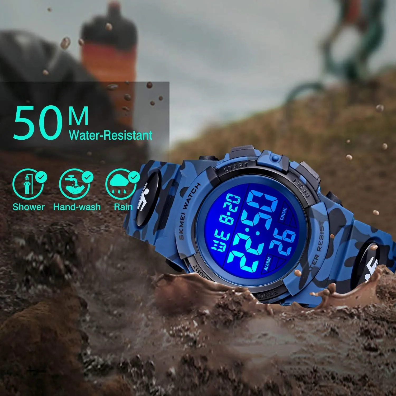 cofuo Kids Digital Sports Watch for Boys Girls, Boy Waterproof Casual Electronic Analog Quartz 7 Colorful Led Watches with Alarm Stopwatch Silicone Band Luminous Wristatches