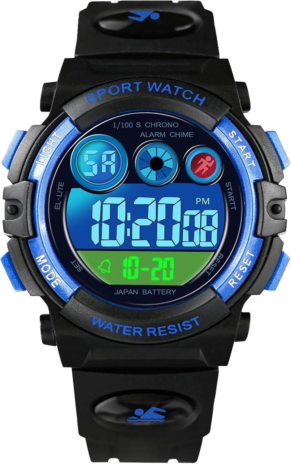 Dayllon Kids Digital Watch,Boys Digital Outdoor Sport Waterproof Watch,with Calendar 12/24H Alarm 7 Colorful Backlight Stopwatch Wristwatch for 3-15 Years Old