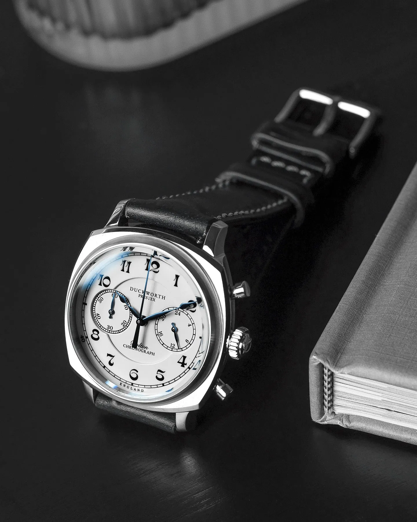 DP Watch Bolton Chronograph White Black Leather