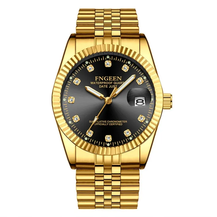 Elegant FNGEEN 7008 Men's Diamond Dial Fashion Watch for Couples