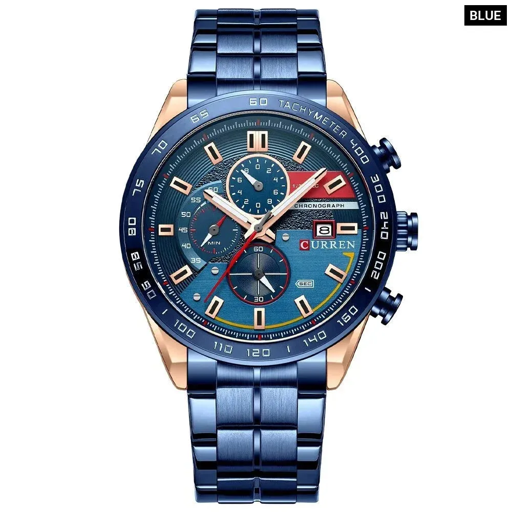 Fashion Stainless Steel Chronograph Quartz Wristwatches for Men