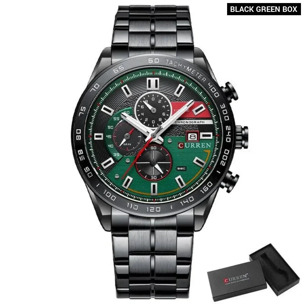 Fashion Stainless Steel Chronograph Quartz Wristwatches for Men