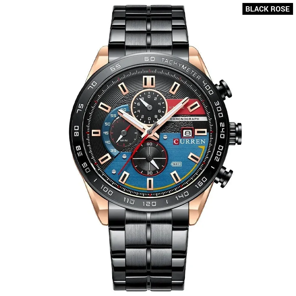 Fashion Stainless Steel Chronograph Quartz Wristwatches for Men