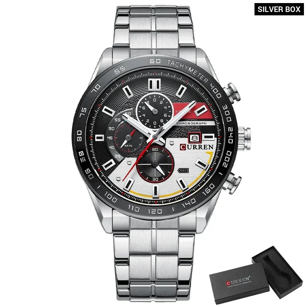 Fashion Stainless Steel Chronograph Quartz Wristwatches for Men