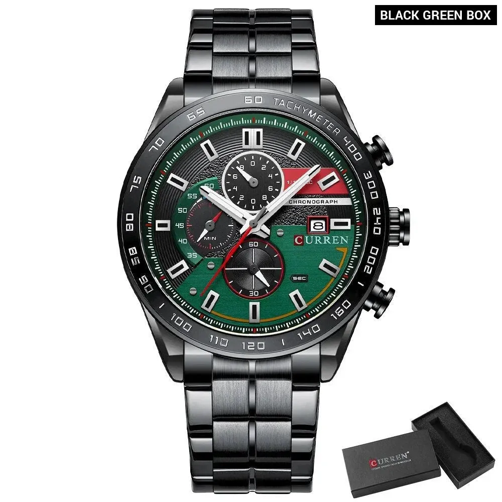 Fashion Stainless Steel Chronograph Quartz Wristwatches for Men