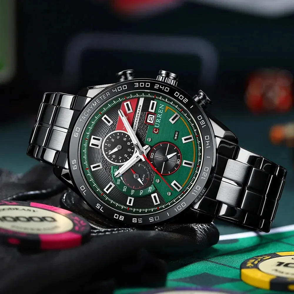 Fashion Stainless Steel Chronograph Quartz Wristwatches for Men