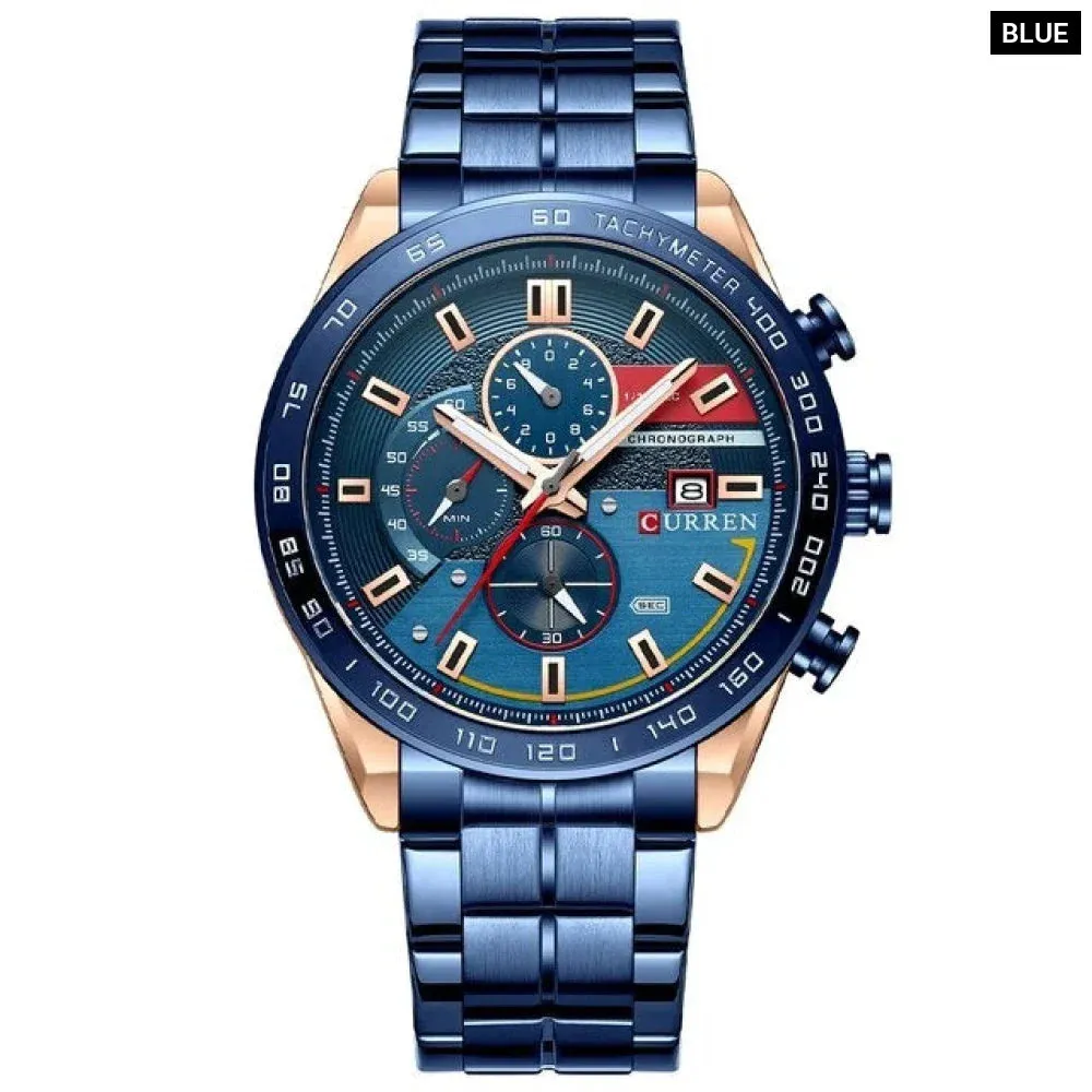 Fashion Stainless Steel Chronograph Quartz Wristwatches for Men
