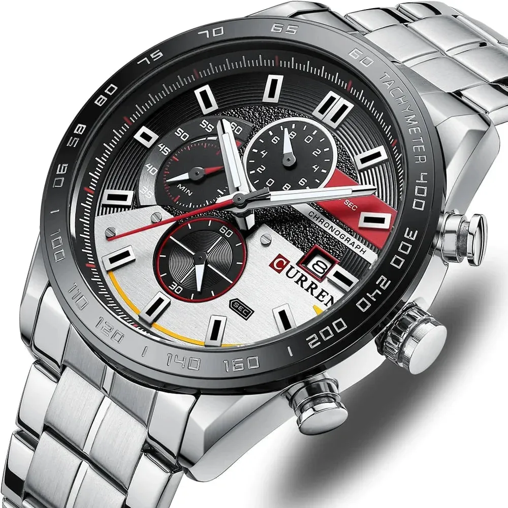 Fashion Stainless Steel Chronograph Quartz Wristwatches for Men