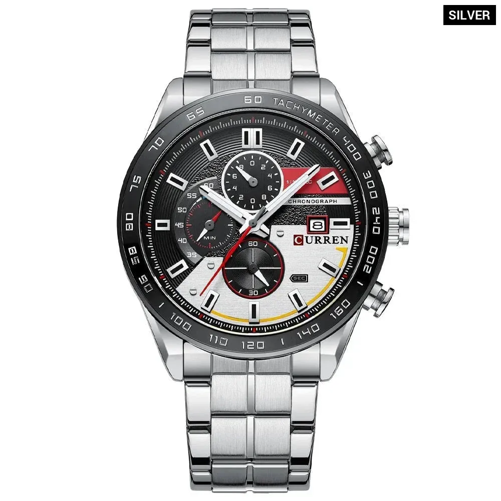 Fashion Stainless Steel Chronograph Quartz Wristwatches for Men