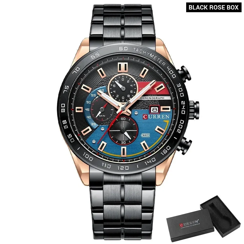 Fashion Stainless Steel Chronograph Quartz Wristwatches for Men