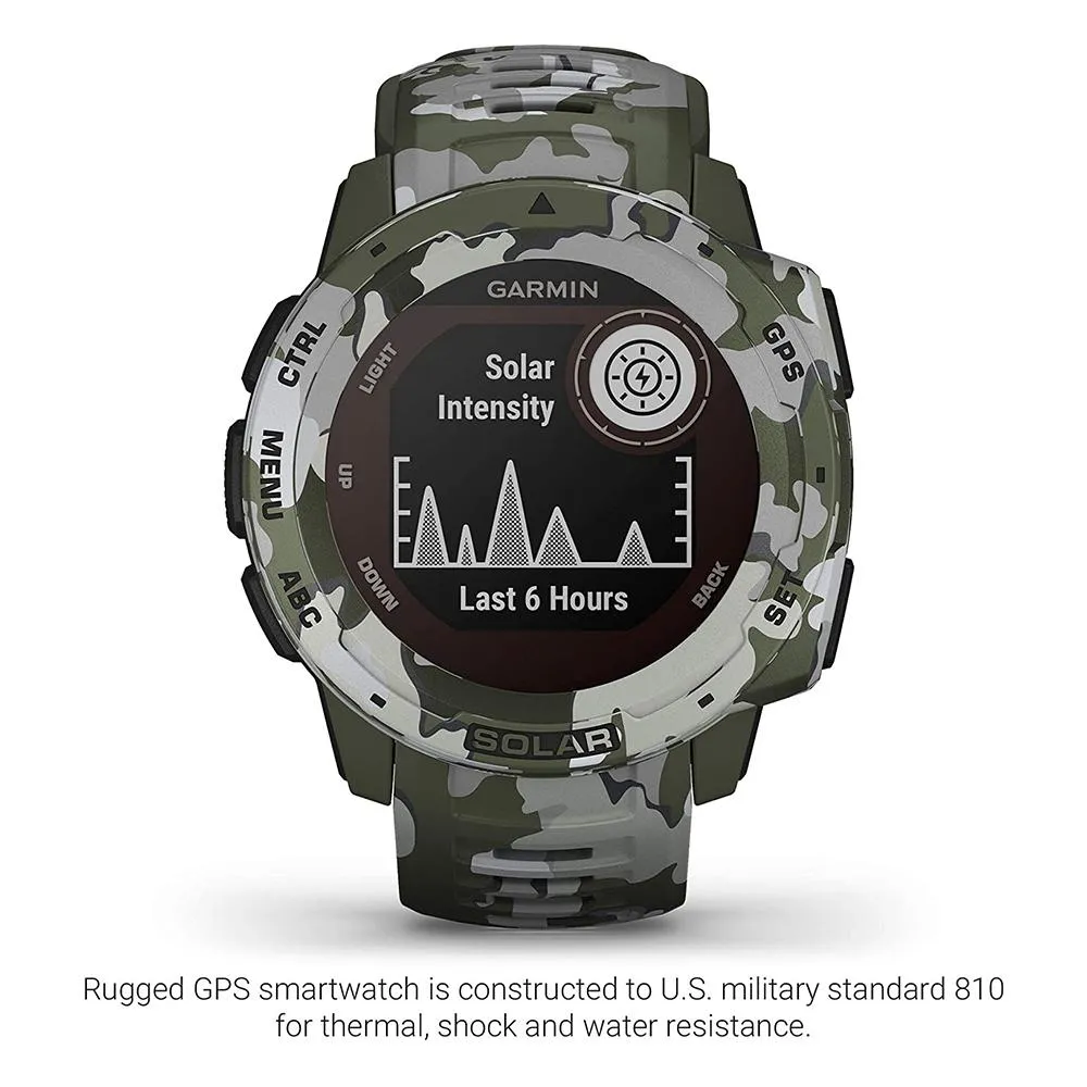 Garmin Instinct Lichen Camo Silicone Band Digital Dial Solar GPS Smart Watch - 010-02293-16