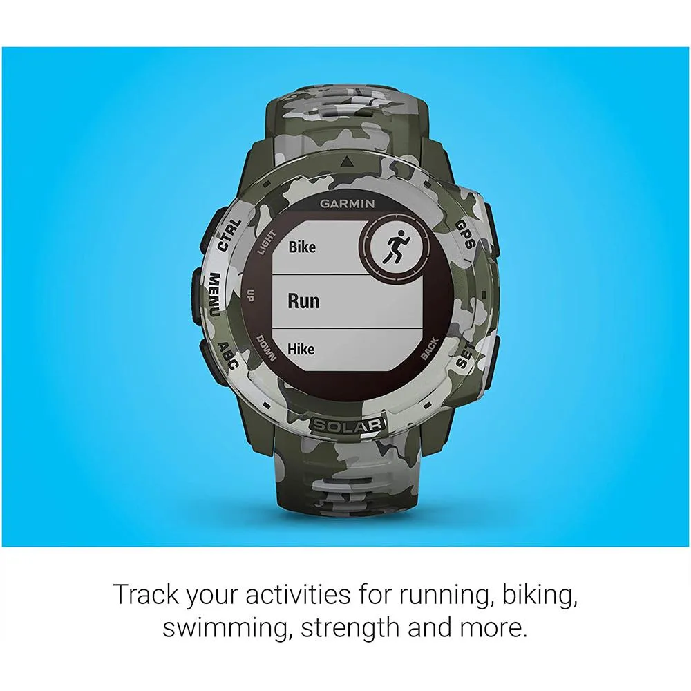 Garmin Instinct Lichen Camo Silicone Band Digital Dial Solar GPS Smart Watch - 010-02293-16