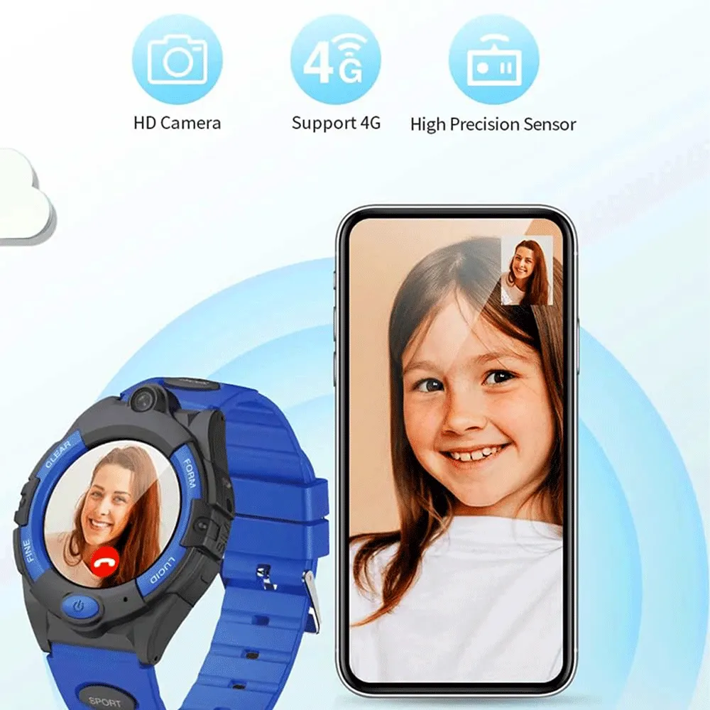 Green Lion Series 4 GL-KD10 4G Kids Smart Watch Black Case With Blue Strap