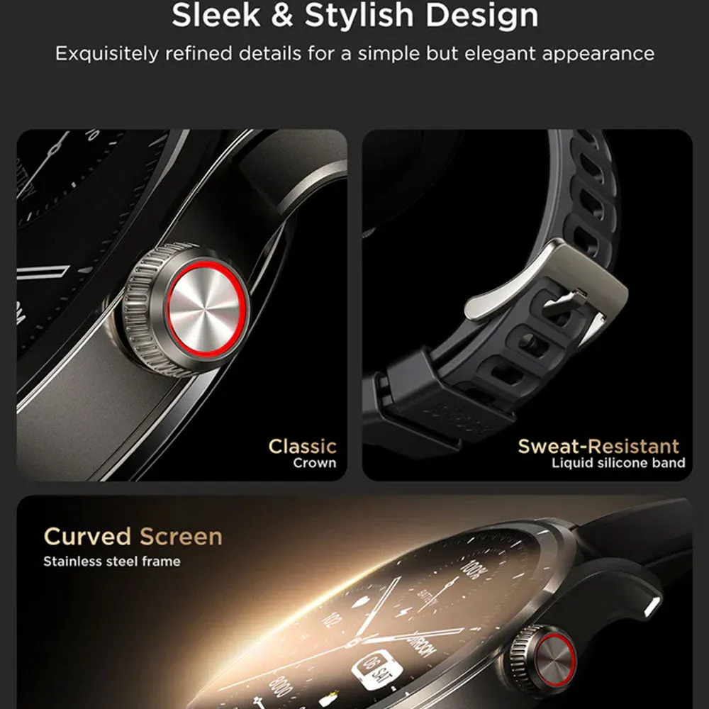 Joyroom Venture Series JR-FV1 Smart Watch Silver Case With Black Silicone Strap & Extra Stainless Steel Strap