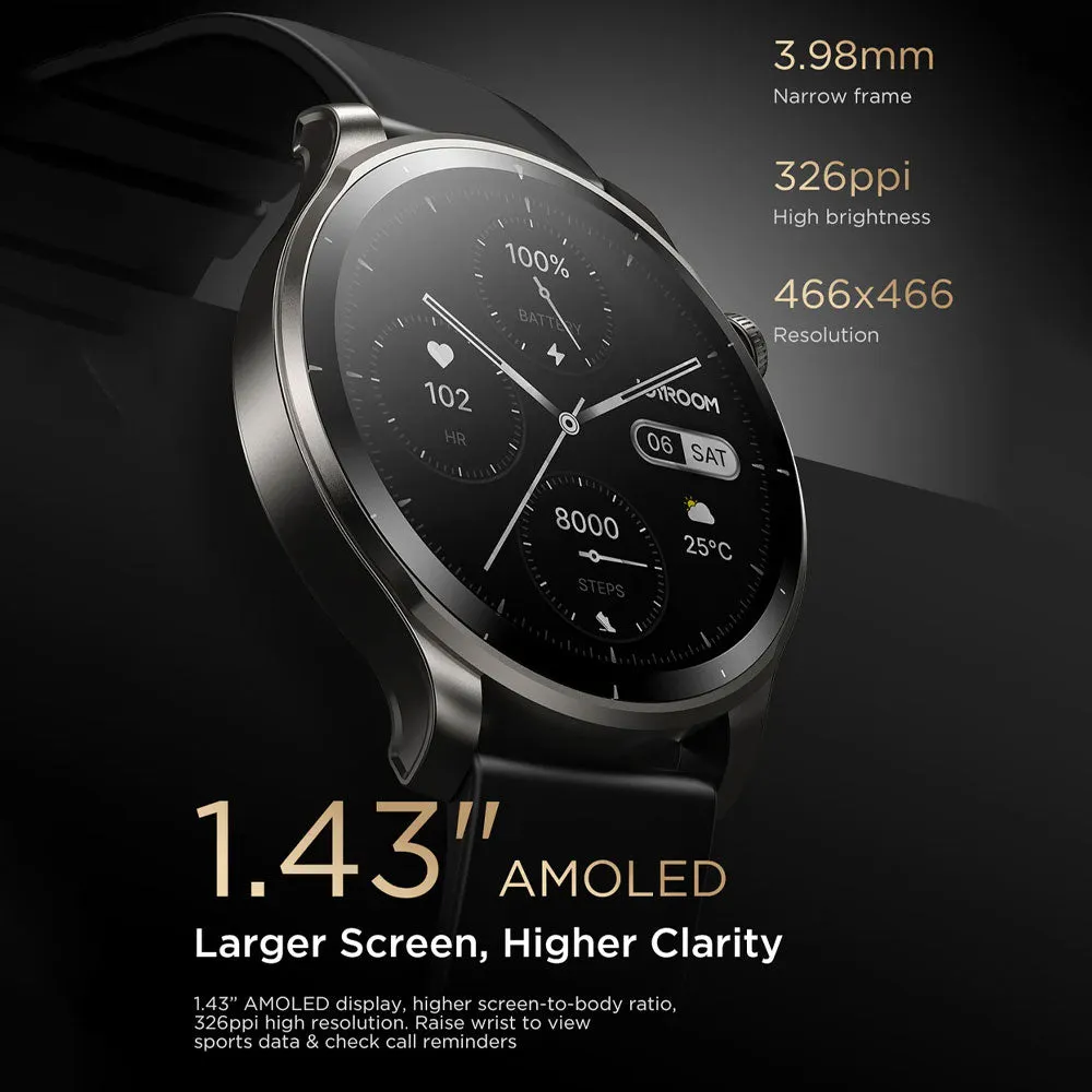 Joyroom Venture Series JR-FV1 Smart Watch Silver Case With Black Silicone Strap & Extra Stainless Steel Strap