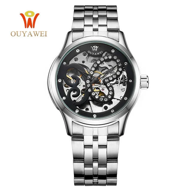 Luxury Brand Watch Women OUYAWEI Skeleton Automatic Mechanical Fashion Watches Montre Femme Watches