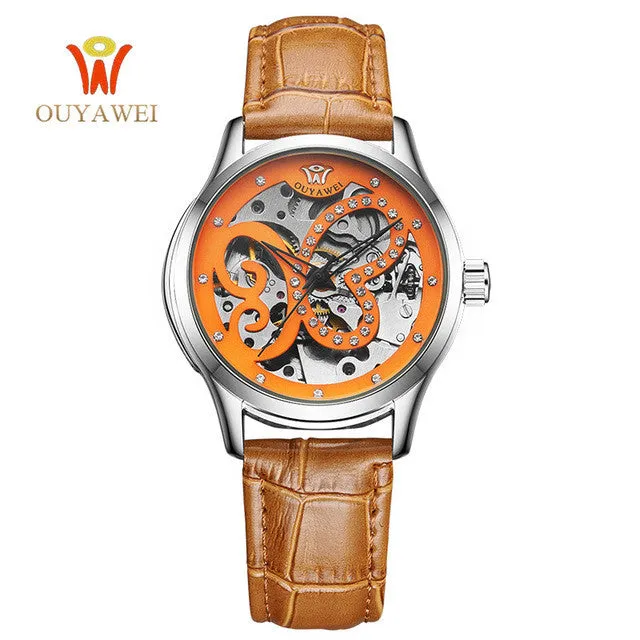 Luxury Brand Watch Women OUYAWEI Skeleton Automatic Mechanical Fashion Watches Montre Femme Watches