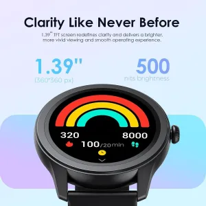 Oraimo Watch 2R Bluetooth Calling Smart Watch for Men and Women,1.39"HD Smart Fitness Watch with Stepping Meter Heart Rate Monitor,120  Sports Modes & Quickly Reply SMS, Local Warranty