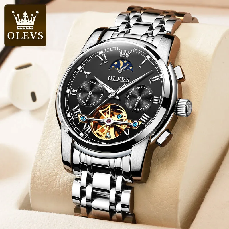 Oris Brand Watch Fully Automatic Mechanical Watch Moon Phase Hollow Mechanical
