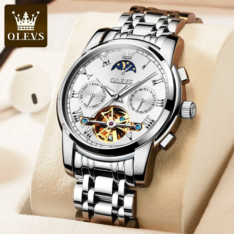 Oris Brand Watch Fully Automatic Mechanical Watch Moon Phase Hollow Mechanical