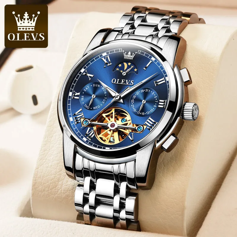 Oris Brand Watch Fully Automatic Mechanical Watch Moon Phase Hollow Mechanical