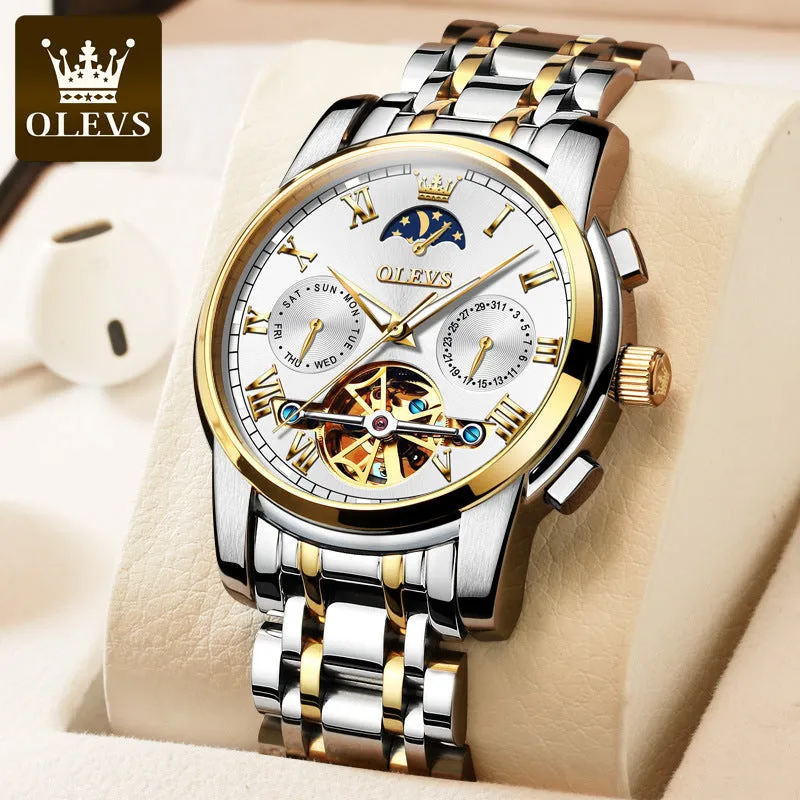 Oris Brand Watch Fully Automatic Mechanical Watch Moon Phase Hollow Mechanical