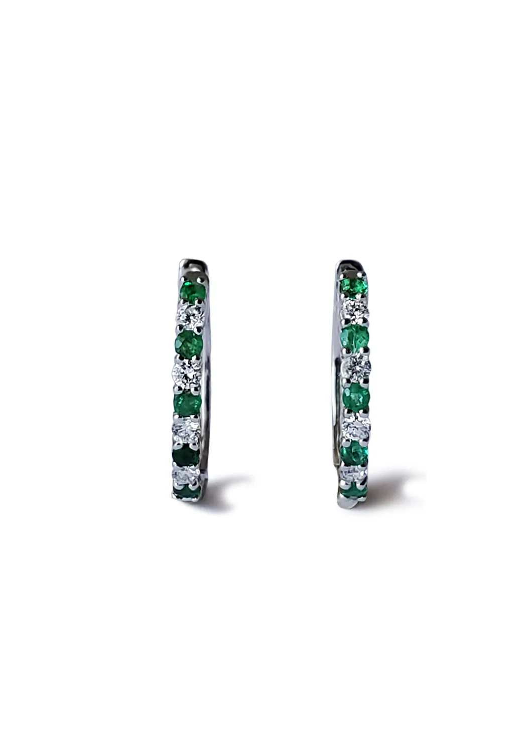 Oster Collection 14KWG Mini Diamond & Emerald Hoop Earrings