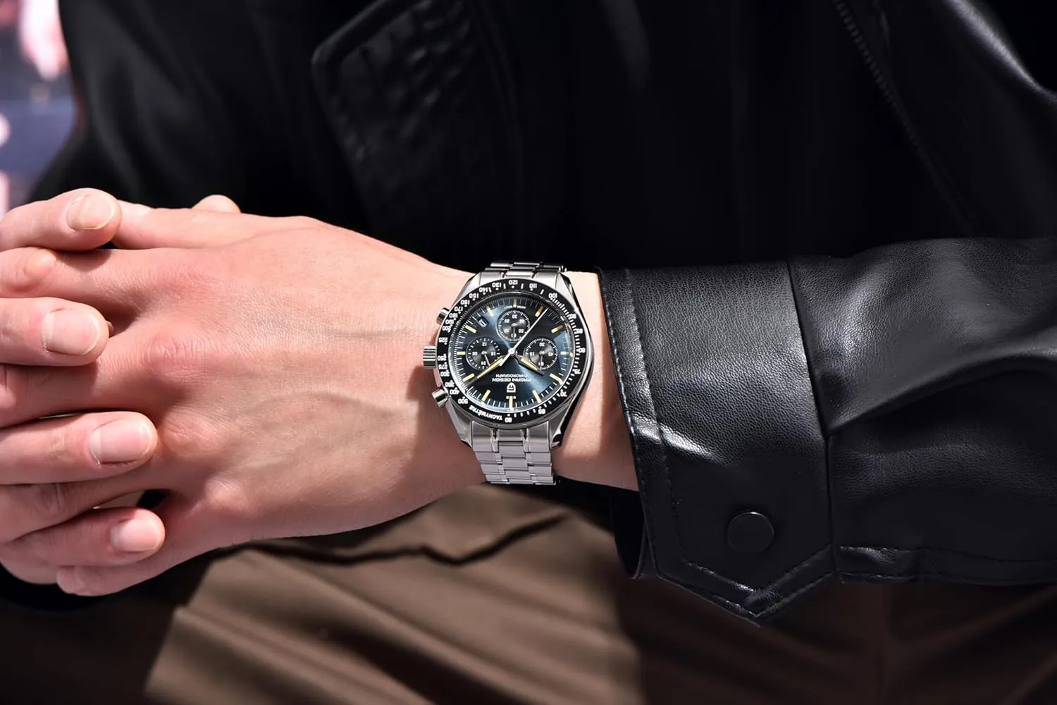 Pagani Design 1701 Men's Watch, Chronograph, VK63 Japanese Quartz Movement, Stainless Steel Bracelet, Water Resistant to 330 Feet (100 Meters), Sapphire Glass Wristwatch.