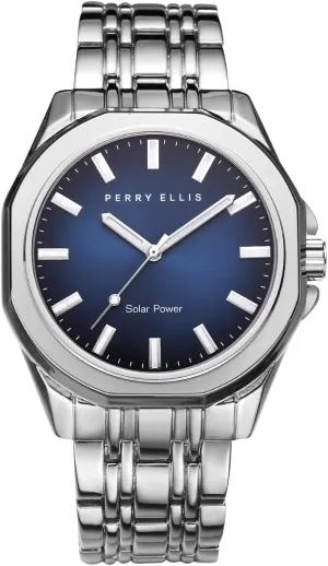 Perry Ellis Solar Powered Mens Watch | Alloy Bracelet | Water-Resistant Analog Wrist Watches for Men | 42mm Case | Relojes para Hombres | Elegant Gift for Man