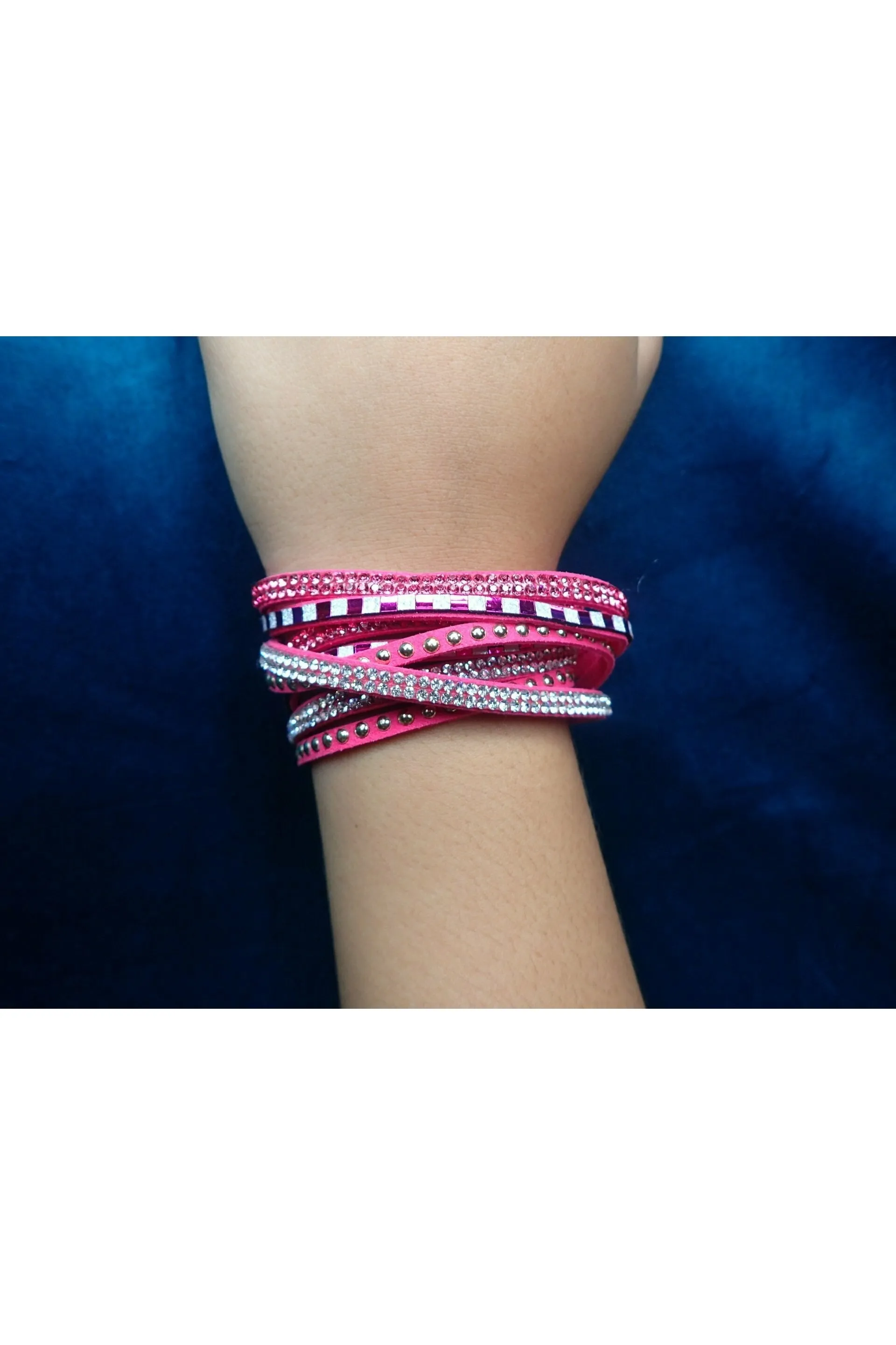 Pink Rhinestone Wrap Bracelet