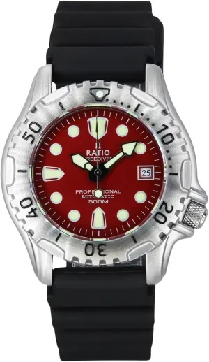 RATIO FreeDiver Professional Diver Watch Sapphire Crystal PU Strap Automatic Dive Watch 500m Water Resistant Diving Watch