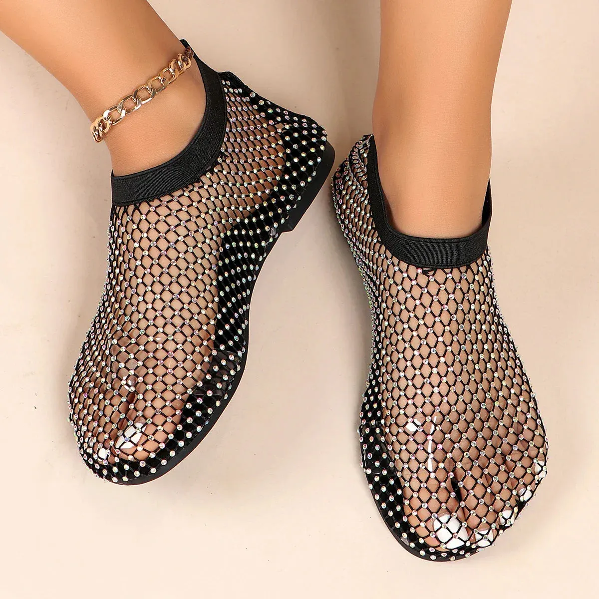 Ros - Diamond Mesh Flats