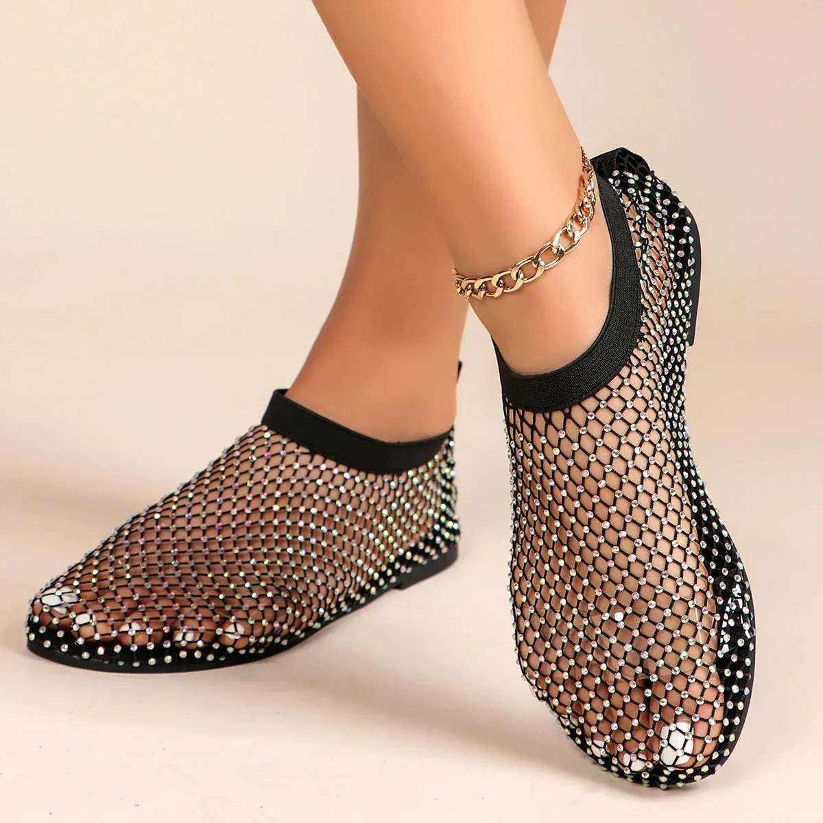 Ros - Diamond Mesh Flats