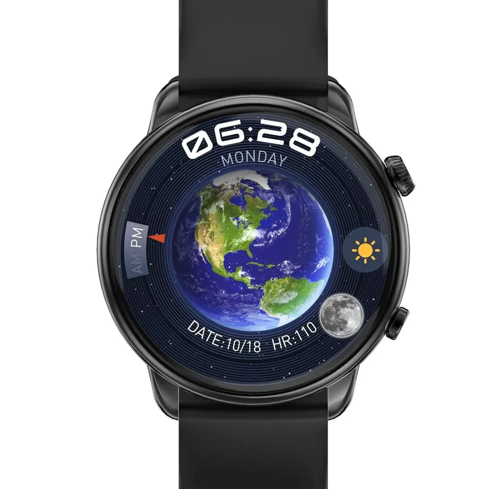 Smart Gate SGW-ULTRABLK Smart Watch (46mm) Black Case With Gun Black Silicone Strap