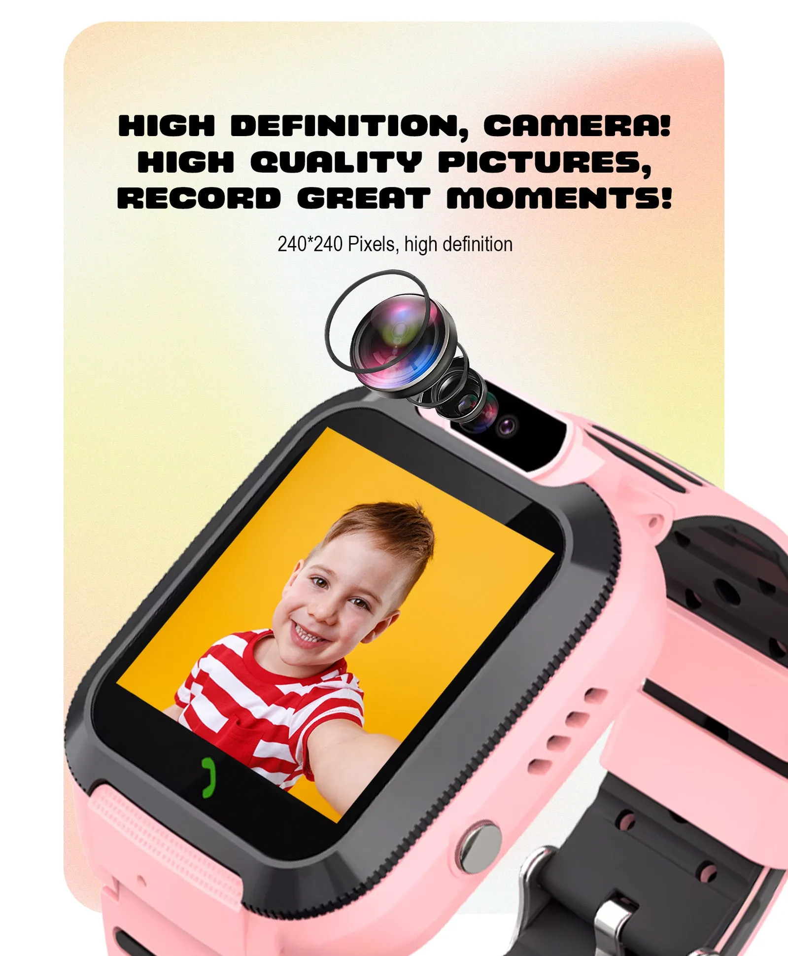 Spiky Basilisk Kids' Cute Waterproof Smartwatch With GPS - Pink